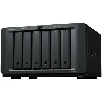 Synology DiskStation DS1621+,Tower,6-Bay 3.5 SATA HDD/SSD, 2 x M.2 2280 NVMe SSD, CPU AMD Ryzen Quad-Core 2.2 GHz, 4 GB DDR4, 4 x RJ-45 1 GbE LAN, 3 x USB 3.0, 2 x eSATA (Expandable to 16 Bays with