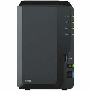 Synology DiskStation DS223, Tower, 2-bays 3.5 SATA HDD/SSD, CPU 4-core 1.7 GHz, 2 GB DDR4 non-ECC, RJ-45 1GbE LAN Port, 3 x USB 3.2 Gen 1 Port, 1.28 kg, 2y