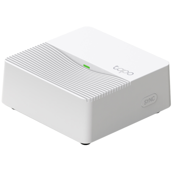 Tapo H200 Smart Hub; microSD Storage (Up to 512 GB); Smart Alarm; Smart Chime; Up to 64 +4 Devices; Wireless: 2.4 GHz Wi-Fi, Sub-1GHz frequency.