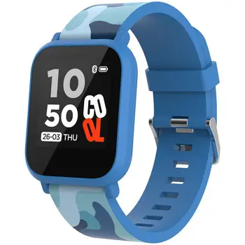 Teenager smart watch, 1.3 inches IPS full touch screen, blue plastic body, IP68 waterproof, BT5.0, multi-sport mode, built-in kids game, compatibility with iOS and android, 155mAh battery, Host: D42x