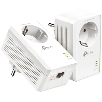 TP-Link AV1000 Passthrough Powerline KIT,  Broadcom, 1 Gigabit Ports, 1000Mbps Powerline, HomePlug AV2, Green Powerline, Plug and Play, Pair Button, New PLC Utility, Twin Pack, TL-PA7017PKIT-AS