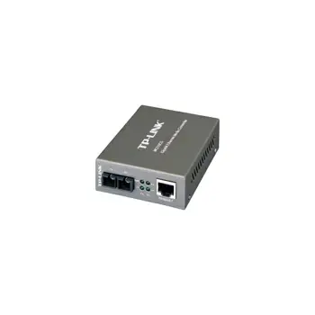 TP-Link Gigabit Fiber Converter 1000M RJ45 to 1000M single-mode SC fiber Converter, Full-duplex, up to 15Km, Switching power adapter, chassis mountable