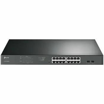 TP-Link JetStream 16-port Gigabit EasySmart PoE+ preklopnik (Switch), 16×10/100/1000M RJ45 PoE, 2×SFP Gigabit, 1U 19" rack-mount kućište (192W)