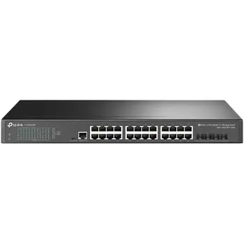 TP-Link JetStream 24-port Gigabit Smart preklopnik (Switch), 24×10/100/1000M RJ45 ports, 4×Gigabit SFP, 1U 19" rack mount