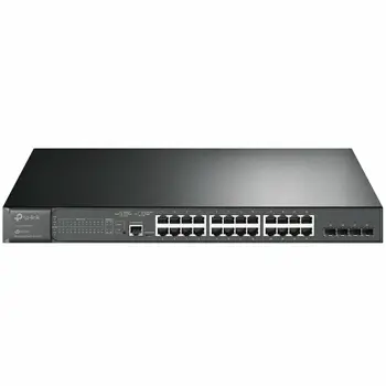 TP-Link JetStream 28-port Gigabit L2+ upravljiv PoE+ preklopnik (Switch), 24×10/100/1000M RJ45 ports, 4×Gbit SFP, RJ45/Micro-USB Console port, 1U 19" rack mount (384W)