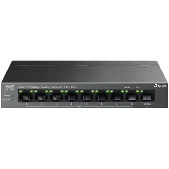 TP-Link LS109P Preklopnik, 63W PoE, 8x port PoE+, 9×10/100M RJ45 ports, do 250m PoE prijenos, Plug&play, metalno kućište