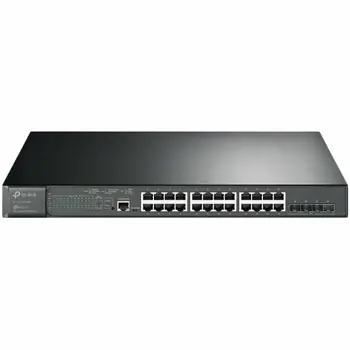 TP-Link Omada JetStream 28-port Gigabit L2+ Smart PoE+ preklopnik (Switch), 24×G-LAN, 4×10G SFP+, RJ45/microUSB console, 19" rack-mount (384W)