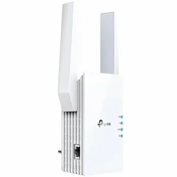 TP-Link RE605X AX1800 Wi-Fi 6 Range Extender,574 Mbps at 2.4 GHz + 1201 Mbps at 5 GHz,2 × External Antennas, 1 × Gigabit Port, Broadcom 1.5GHz Quad-Core CPU,Wall Plugged,Tether App,WPS,Intelligent Sig