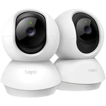 TP Link Tapo C210 2-Pack, Pan/Tilt Home Security Wi-Fi Camera, 2K (3MP) High-Definition Video, 360o horizontal range, Night Vision, Sound and Light Alarm, Motion Detection, Micro SD card-Up to 256GB,