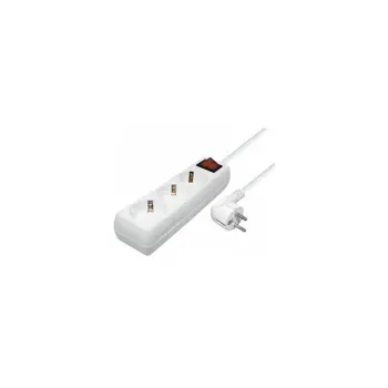 Transmedia 3 way power strip 1,4m cable, white