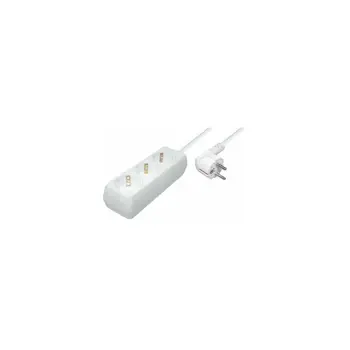 Transmedia 3-way power strip, white 1,4m