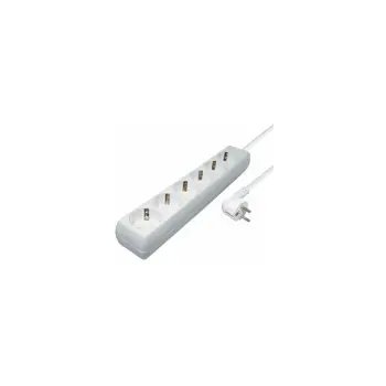 Transmedia 6-way power strip, 10,0 m cable, White