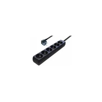 Transmedia 6-way power strip, 5,0 m cable, Black