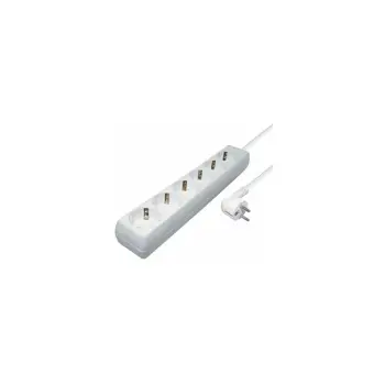 Transmedia 6-way power strip, 5,0 m cable, White