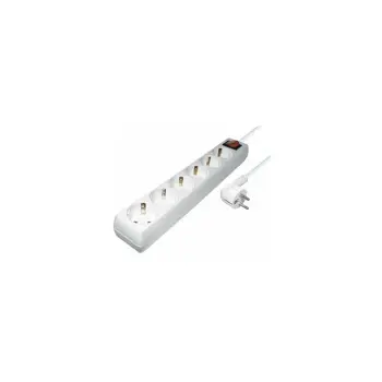 Transmedia 6-way power strip, White, 1,4m