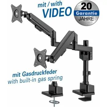 Transmedia Full-Motion Desk Bracket for 2 Flat Screens