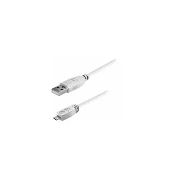 Transmedia USB typeA plug-Micro USB typeB 1m, white