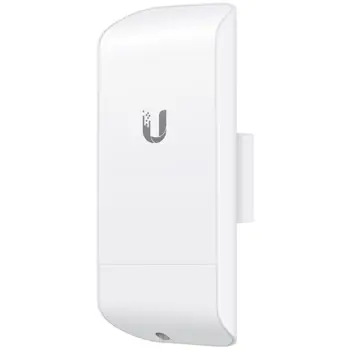 UBIQUITI airMAX NanoStation M2 loco; 2.4 GHz frequency band; Plug-and-play integration with airMAX antennas; 150+ Mbps, range 5+ km, 8.5 dBi.