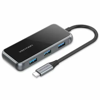 Vention Multi-function USB-C to HDMI USB3.0*3 RJ45 PD Docking Station 0.15m Gray